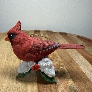 Danbury‎ Mint The Songbird Christmas Ornaments Cardinal Red Holly Leaf Snow